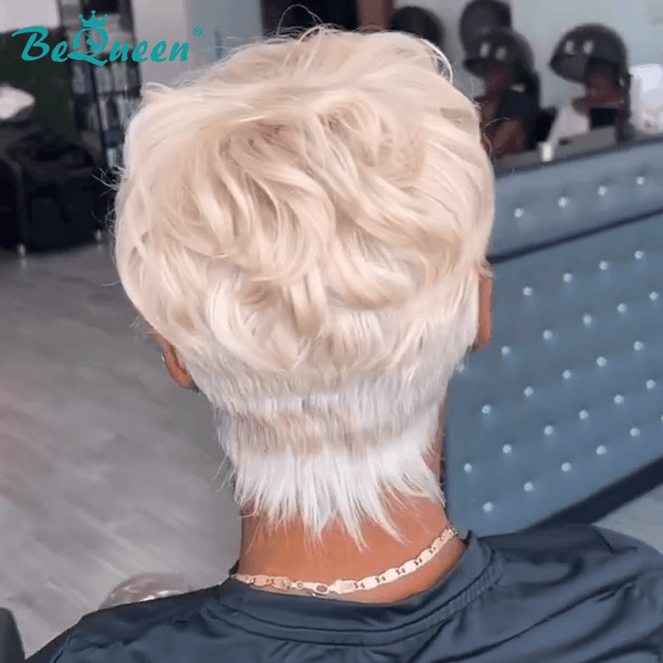overseas PIXIE WIGS Bequeen Machine Made Silver Gray Pixie Wig
