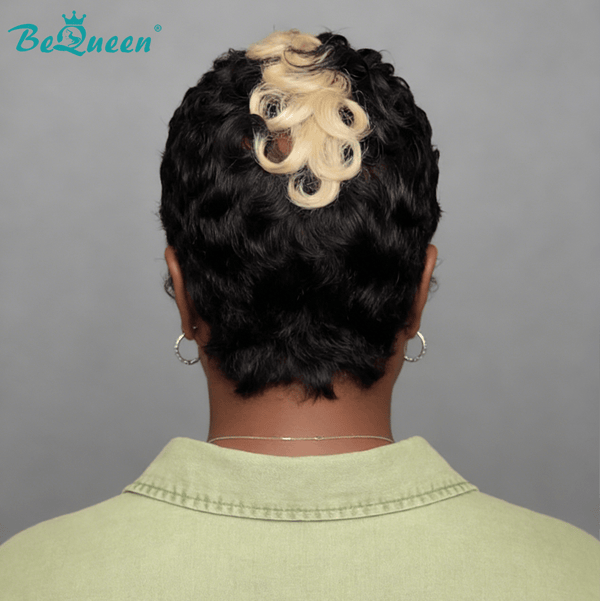 overseas PIXIE WIGS Bequeen Mixed Blonde Finger Wave Special Style Pixie Cut Wig