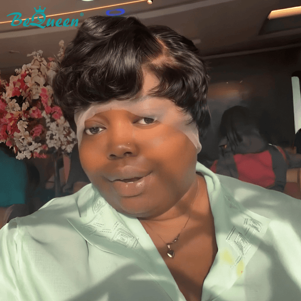 overseas PIXIE WIGS Bequeen Natrual Black Short Fashion Pixie Style Wig