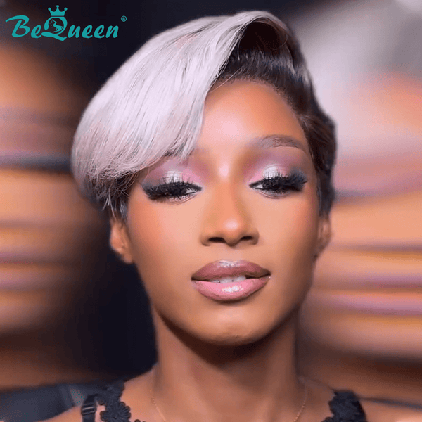 overseas PIXIE WIGS Bequeen Platinum Wave Pixie Lace Wig