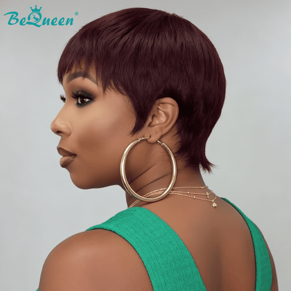 overseas PIXIE WIGS Bequeen Reddish Brown Natural Style Pixie Cut Wig