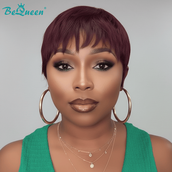 overseas PIXIE WIGS Bequeen Reddish Brown Natural Style Pixie Cut Wig