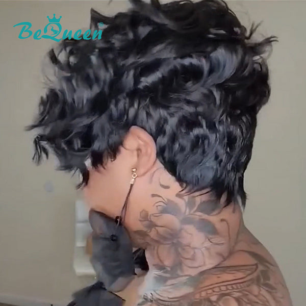 overseas PIXIE WIGS Bequeen Sexy Side Part Fashion Wave Pixie Lace Wig