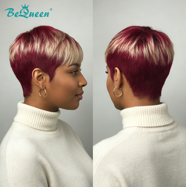 overseas PIXIE WIGS Bequeen Special Highlight 99J Pixie Cut Wig