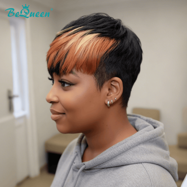 overseas PIXIE WIGS Bequeen Special Highlight Made Pixie Cut Wig