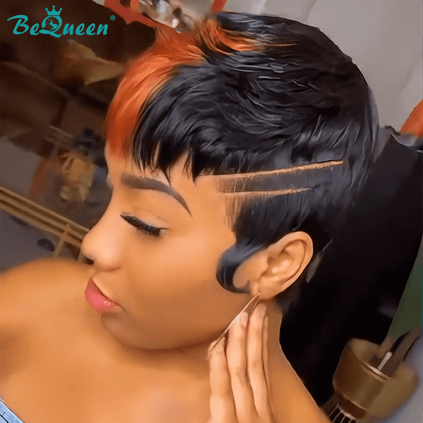 overseas PIXIE WIGS Bequeen Sunset Part Short Cut Pixie Wig