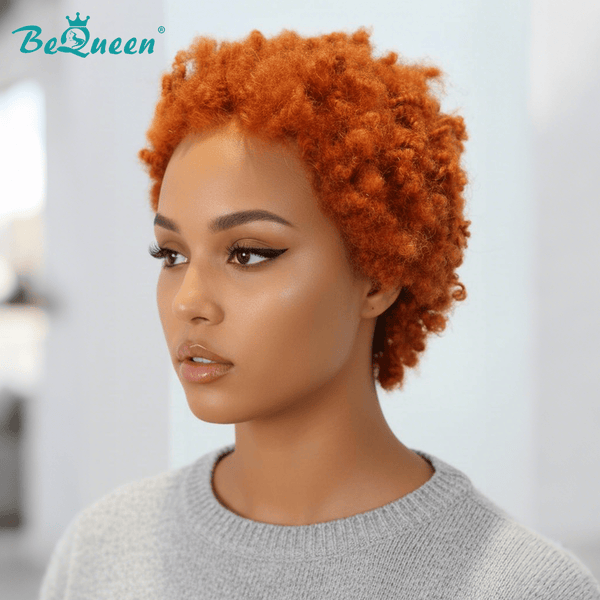 overseas PIXIE WIGS Orange Bequeen Vibrant Afro Style Pixie Wig