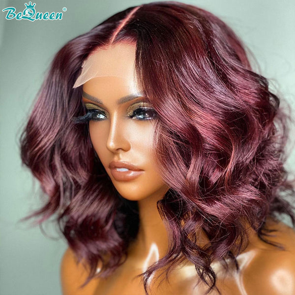 BEQUEEN 13x4 Lace Front Grape Purple Natural Wave Bob Wig BeQueenWig