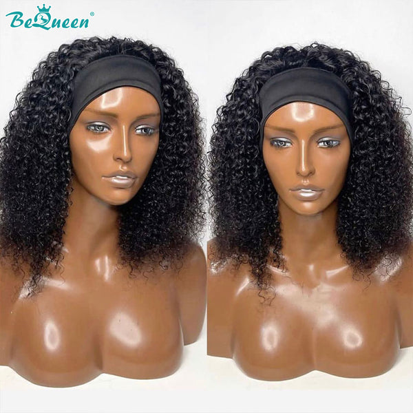 BEQUEEN Headband Wigs Bob Curly Wave 100% Human Hair Wigs For Black Women BeQueenWig