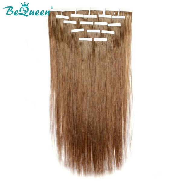 BEQUEEN 8# Full Shine Tape Hair for Extention Straight Hair 100% Human Hair BeQueenWig