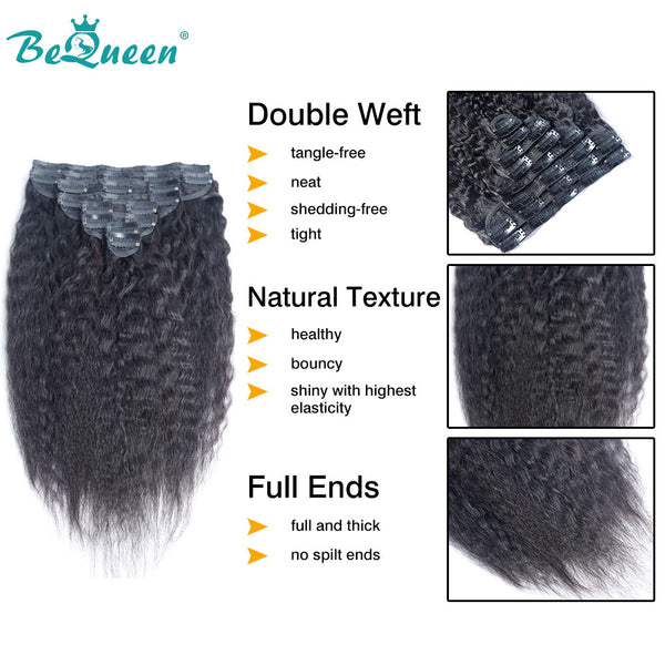 BEQUEEN Kinky Straight Clip Ins Hair Extensions 120g/Set BeQueenWig