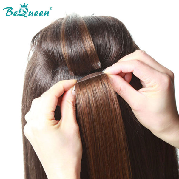BEQUEEN 4# Full Shine Tape Hair for Extention Straight Hair 100% Human Hair BeQueenWig