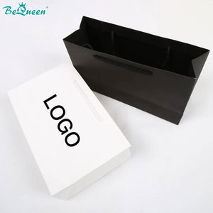 BEQUEEN Customized Paper Bags In Printing Or Label Sticker 300pcs BeQueenWig