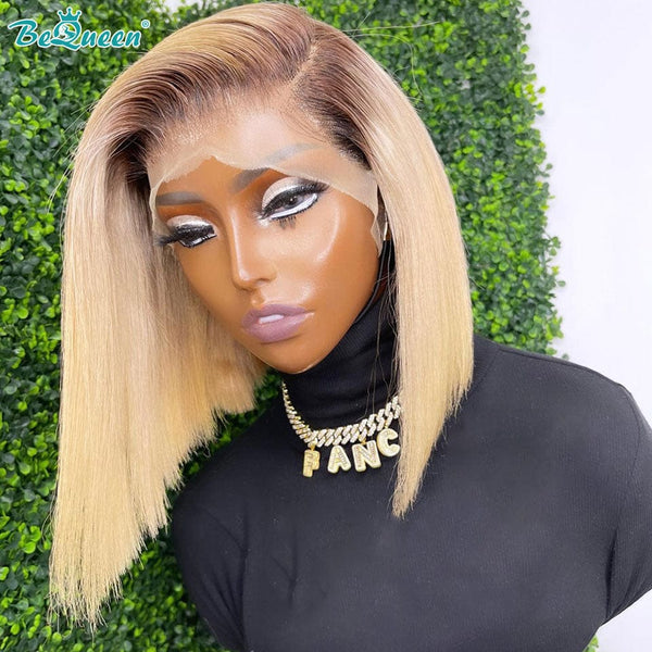 BeQueenWig BEQUEEN 13x4 Lace Front Wig Straight T4/613 Bob Wig