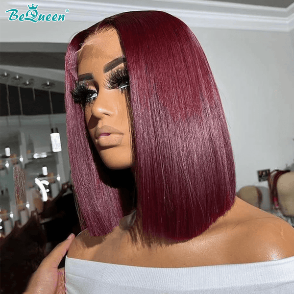 BeQueenWig BEQUEEN 4x4 Lace Closure Wig Straight 99J Bob Wig