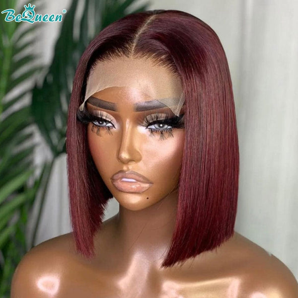 BeQueenWig BEQUEEN 4x4 Lace Closure Wig Straight 99J Bob Wig