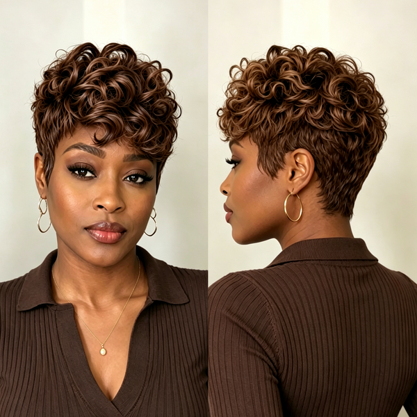 Bequeen Salt And Pepper 100% Human Hair Curly Wig