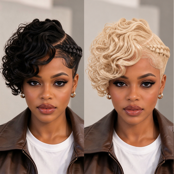 Bequeen Cool Black Side Part Natural Wave Style Braid Full Lace Wig