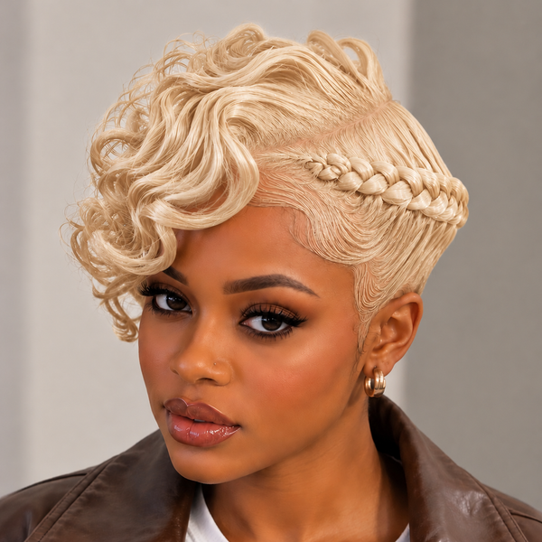 Bequeen Cool Black Side Part Natural Wave Style Braid Full Lace Wig