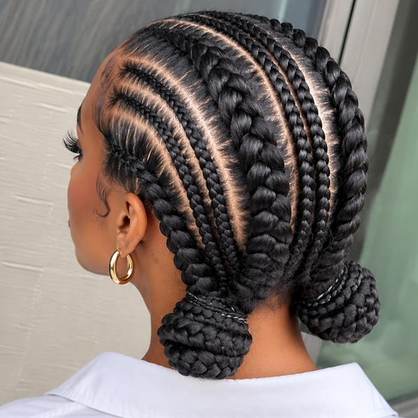 Bequeen Cute Two Buns Special Braid Full Lace Wig-1