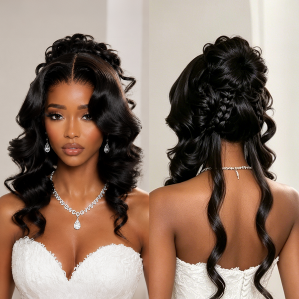 BeQueen Black Braid-Up Frontal Lace Wig