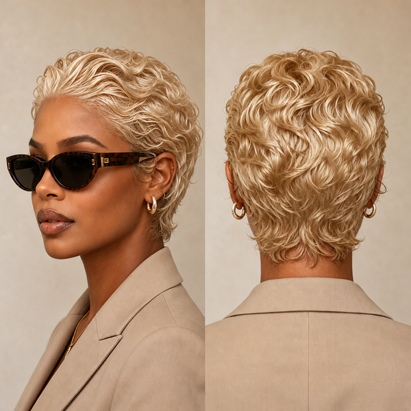 Bequeen Frontal Lace Slicked-back Style Pixie Short Cut Wig