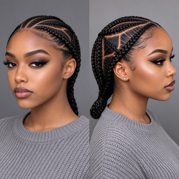 Bequeen Black Special Style Full Lace 100% Human Hair Braid Wig