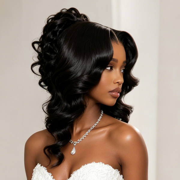 BeQueen Black Braid-Up Frontal Lace Wig