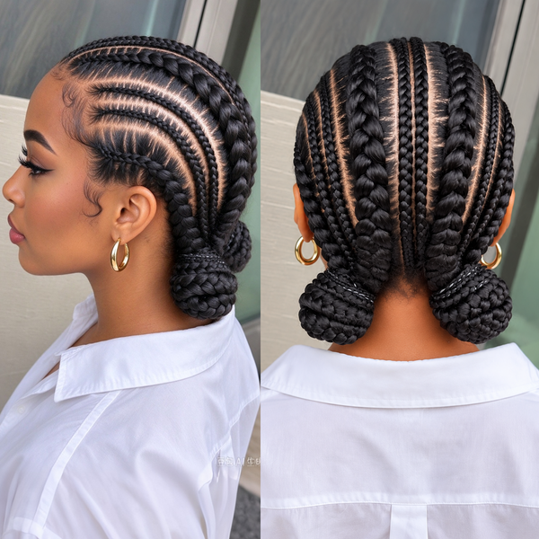 Bequeen Cute Two Buns Special Braid Full Lace Wig-1