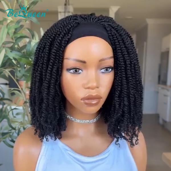 Bequeen 1B Curly Wig with Hair Band