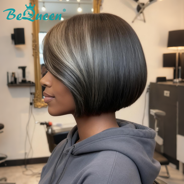 Bequeen Customized Highlight Grey Fashion Bob Wig