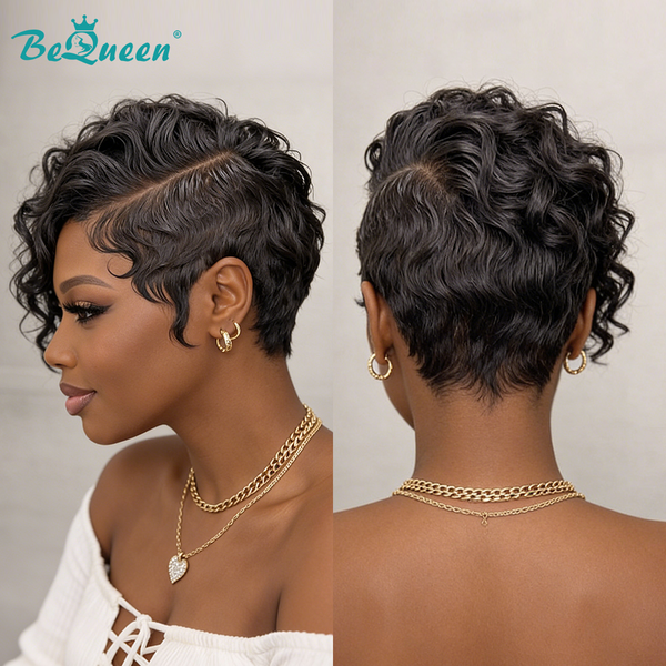 Bequeen Curly Wave Side Part Sexy Pixie Wig