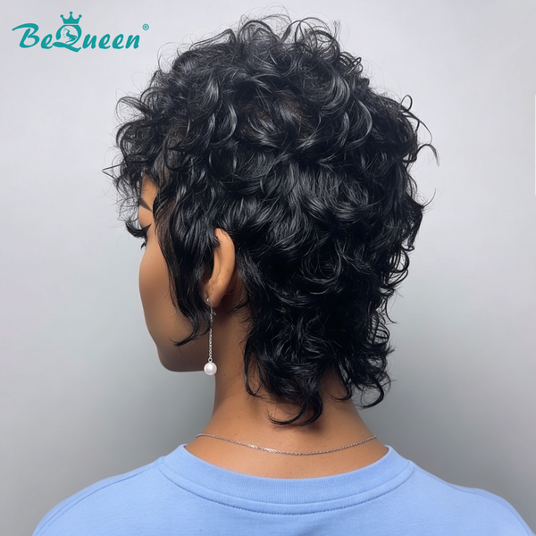 Bequeen Full Lace Special Scalp Curly Short Cut Pixie Wig