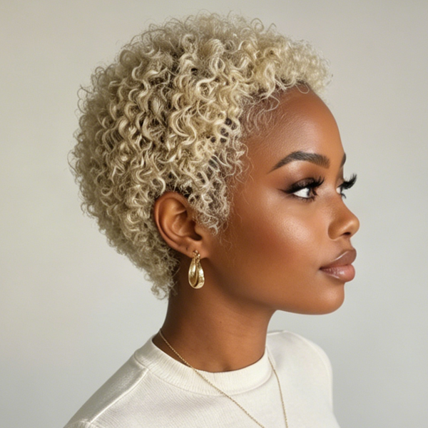 Bequeen Blonde Short Curl Lace Pixie Cut Wig