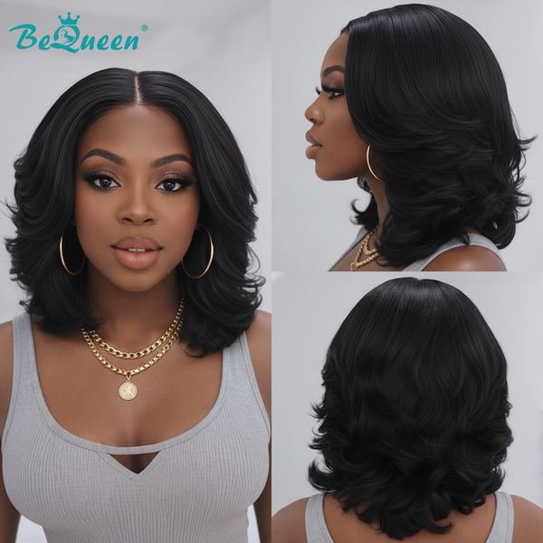 BEQUEEN Glueless 1B Natural Wave Bob Wig