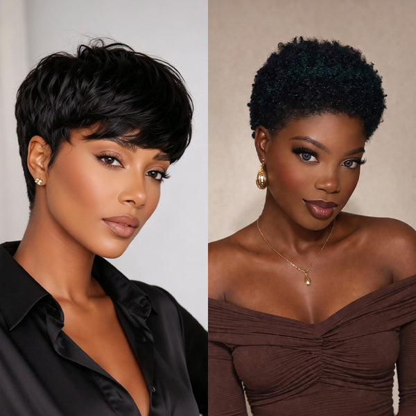 Bequeen Pixie Style Natural Black Wig