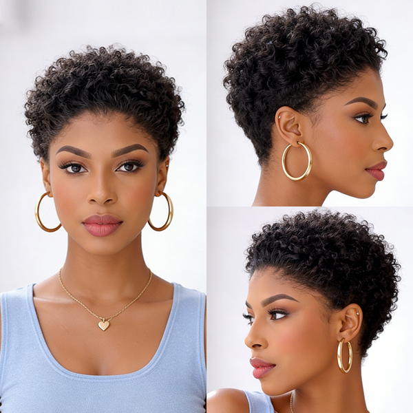 Bequeen Short Cut Afro Pixie Lace Wig