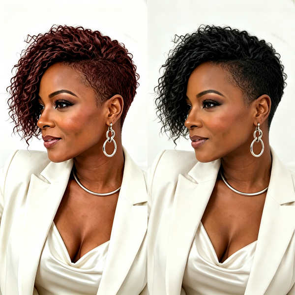 Bequeen Red Side Part Kinky Curls Easy On&Off Topper
