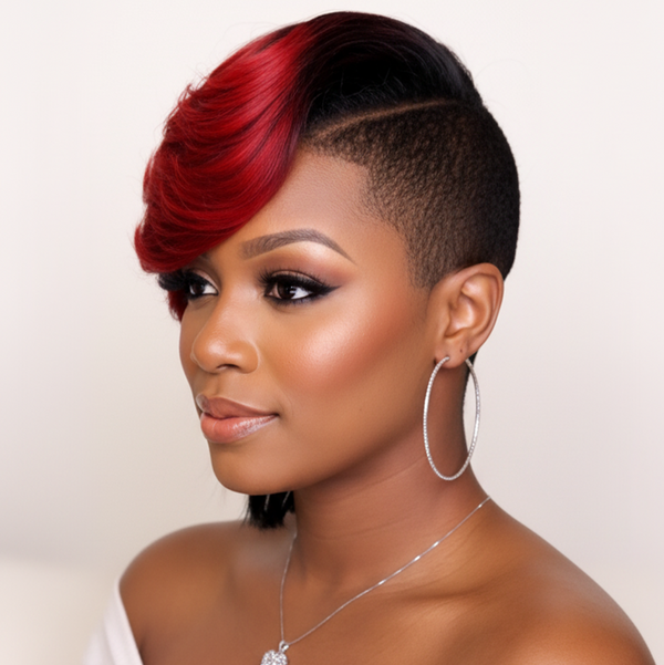 Bequeen Mixed Red Color Machine Made Side Part Topper