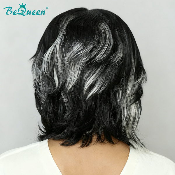 Bequeen 1B Highlight Silver Mullet Glueless Wig