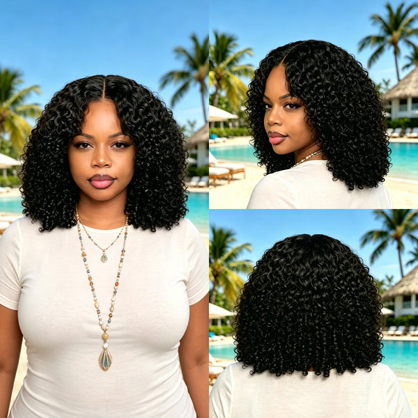 Bequeen Curly Wavy Glueless Bob Wig