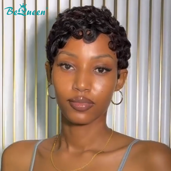 Bequeen 1B Finger Wave Pixie Wig