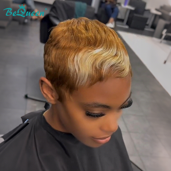 Bequeen Bronze Frontal Highlight 613 Short Cut Pixie Wig