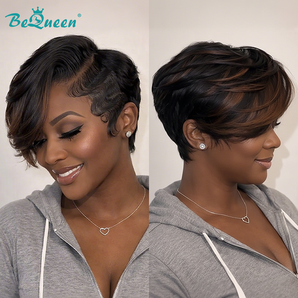Bequeen Short Cut 1B/#30 Frontal Lace Wig