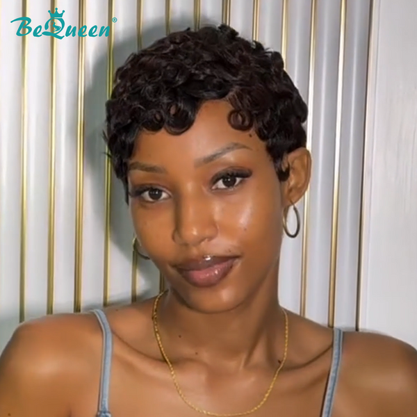 Bequeen 1B Finger Wave Pixie Wig