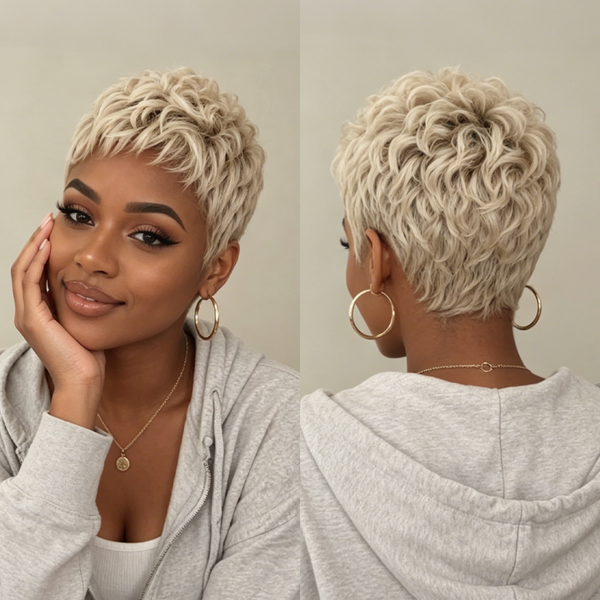 Bequeen Light Ash Blonde Special Made Pixie Cut Wig