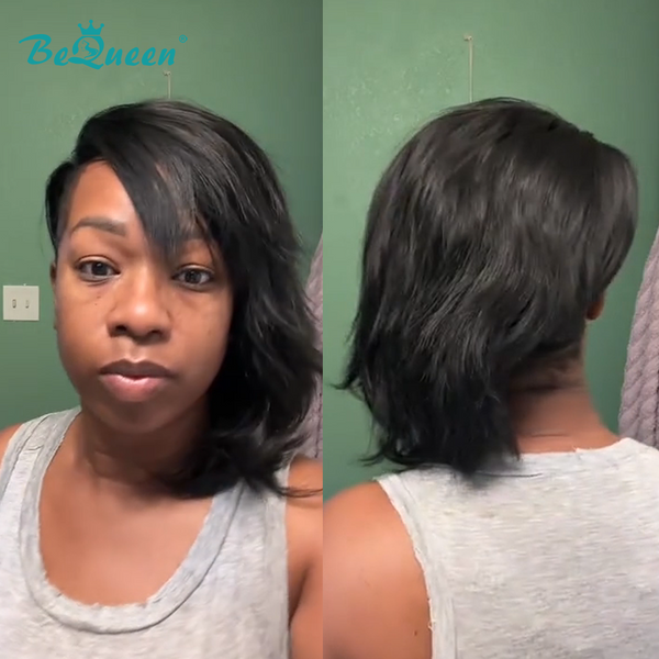 Bequeen Black Side Part Straight Long Topper