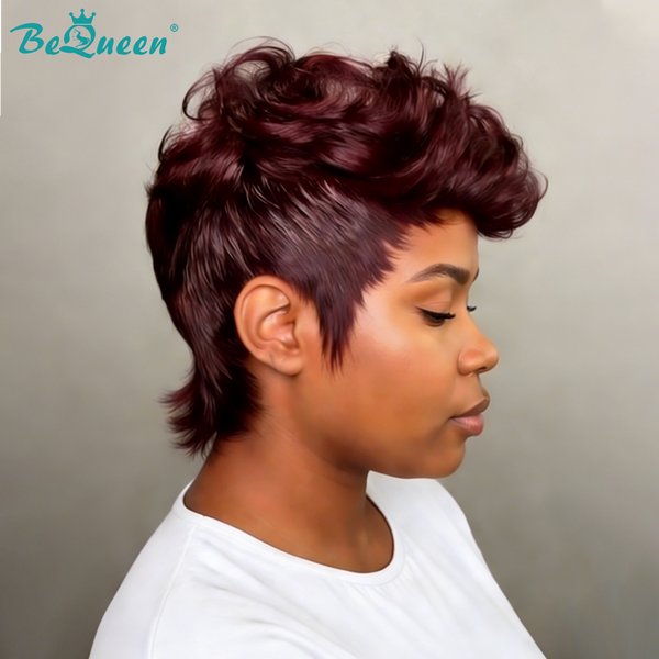 Bequeen Red Wine Short Cut Spiky Style Pixie Wig