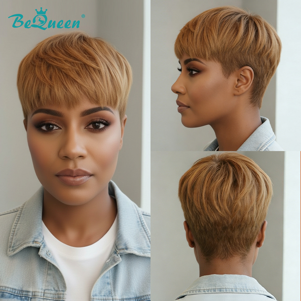 Bequeen Bronze Color Pixie Short Cut Wig