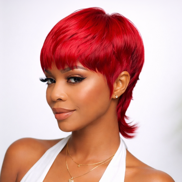 Bequeen Short 99J Mullet Glueless Wig